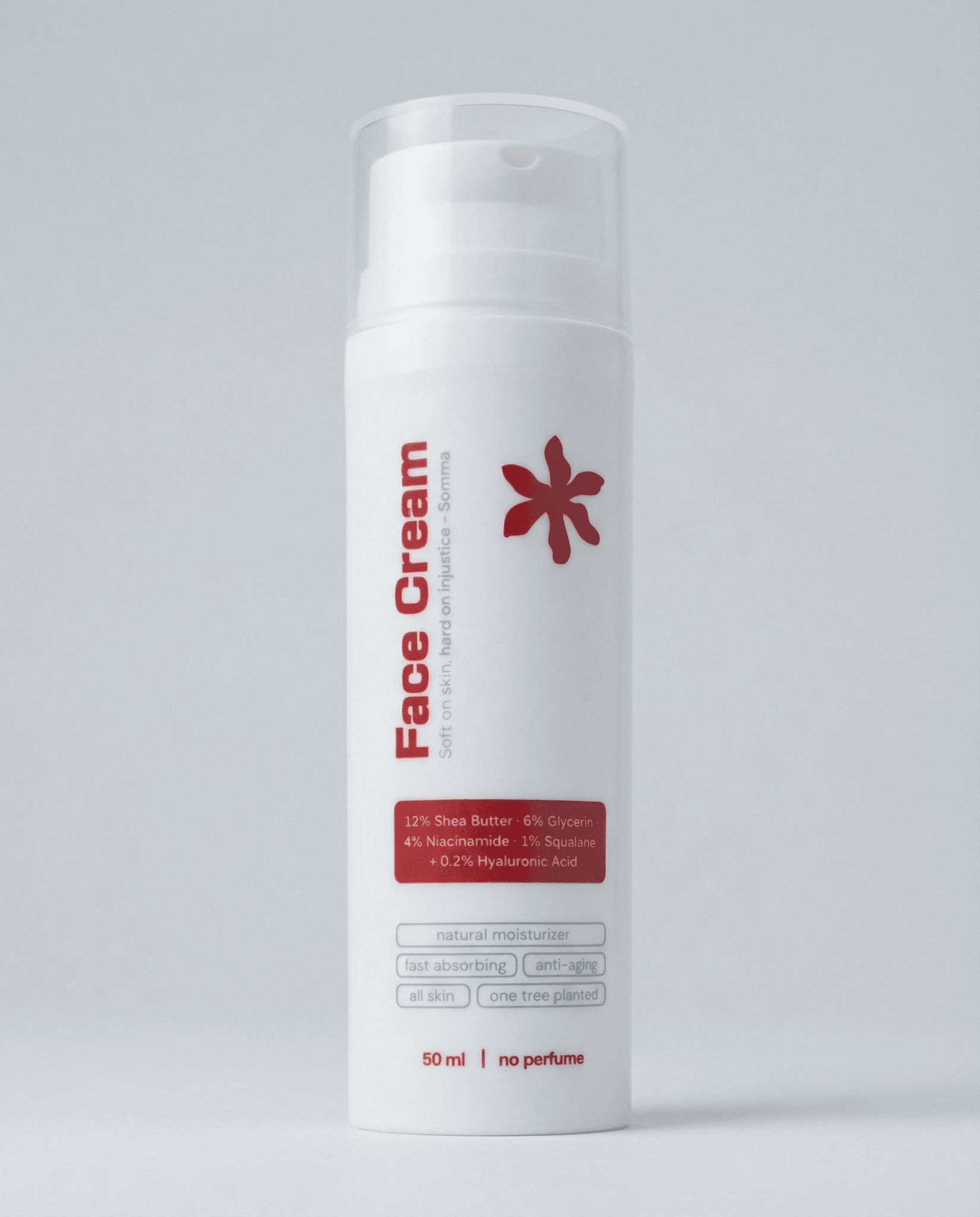 Natuurlijke gezichts moisturiser van shea. Hydrateert intens en versterkte de huidbarrière. Parfumvrij en vegan.